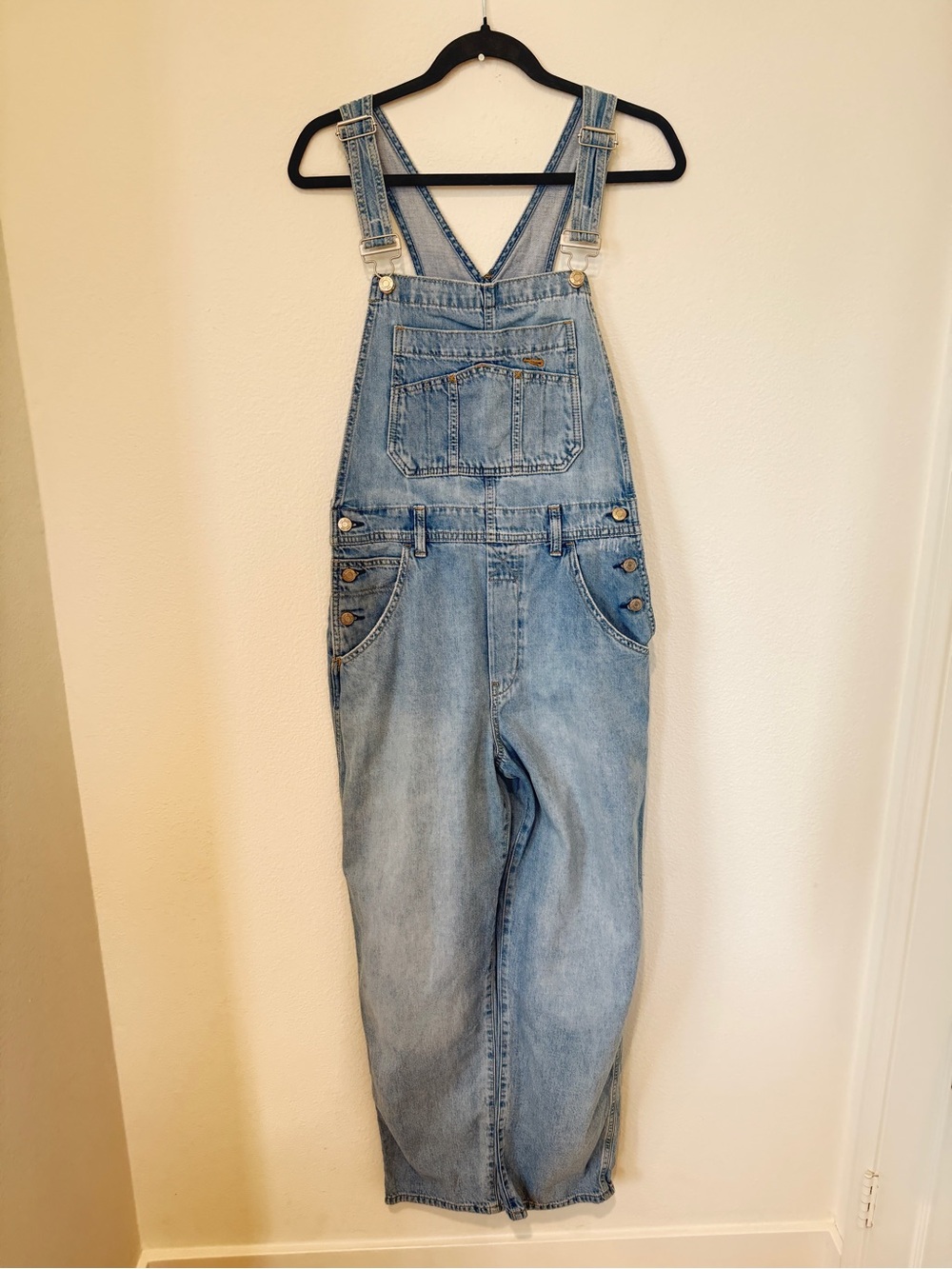 GAP light-wash 100% cotton denim overalls, XS